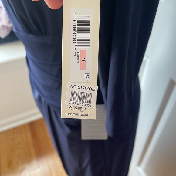 Eliza J Navy Blue Long Sleeve Knee Length Dress - Picture 2 of 8